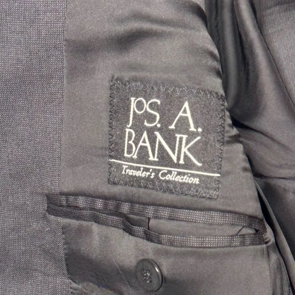 Jos A Bank Travelers Collection Mens 43R Blazer Gray Wool Tailored Fit Jacket